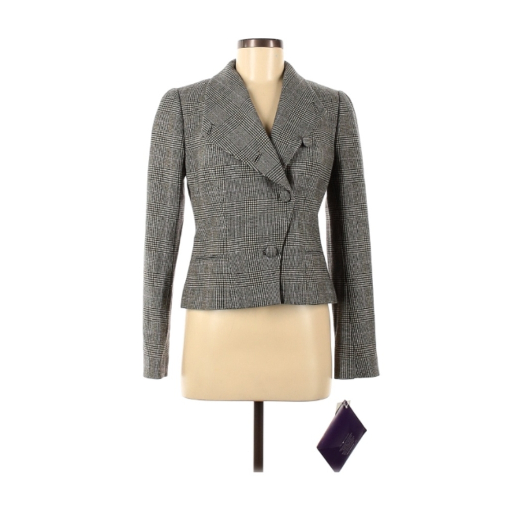 Ralph Lauren Purple Label Gray Blazer with Wide Lapels